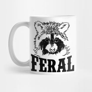 Feral raccoon shirt, funny raccoon meme, Vintage Cartoon T Shirt, Aesthetic Tee, Unisex Mug